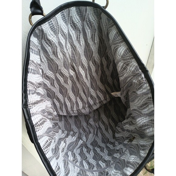 Old Navy Y2K Quilted Pocketbook Black Large Oversized Shoulder Bag Classic - Picture 3 of 9